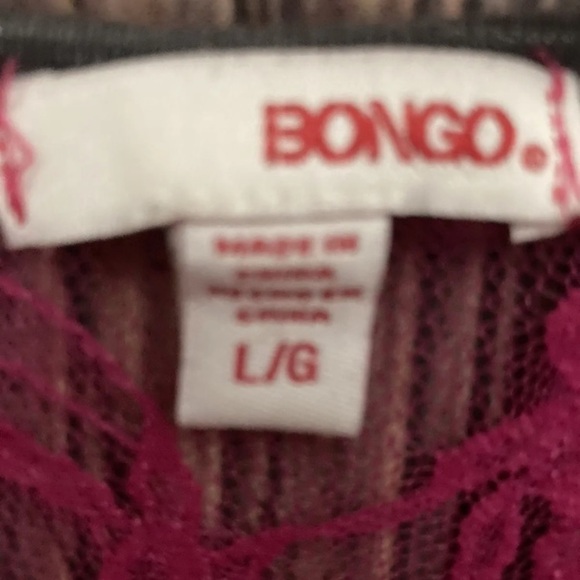 BONGO Juniors Large Gray Hot Pink Purple Short Sleeve Top Zebra Heart - Picture 3 of 3